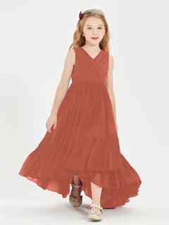 Cascading Skirt Boho Dresses for Junior Bridesmaids Rust