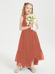 Cascading Skirt Boho Dresses for Junior Bridesmaids Rust