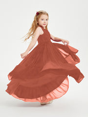 Cascading Skirt Boho Dresses for Junior Bridesmaids Rust