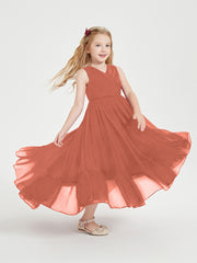 Cascading Skirt Boho Dresses for Junior Bridesmaids Rust