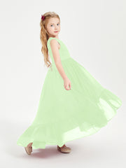 Cascading Skirt Boho Dresses for Junior Bridesmaids Sage