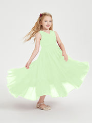 Cascading Skirt Boho Dresses for Junior Bridesmaids Sage