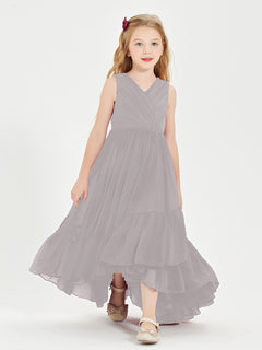 Cascading Skirt Boho Dresses for Junior Bridesmaids Silver