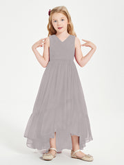 Cascading Skirt Boho Dresses for Junior Bridesmaids Silver