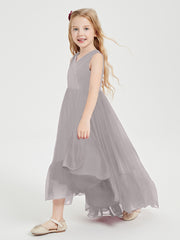 Cascading Skirt Boho Dresses for Junior Bridesmaids Silver