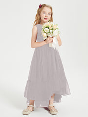Cascading Skirt Boho Dresses for Junior Bridesmaids Silver
