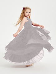 Cascading Skirt Boho Dresses for Junior Bridesmaids Silver