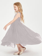 Cascading Skirt Boho Dresses for Junior Bridesmaids Silver