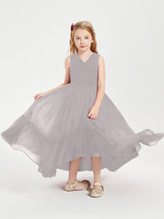 Cascading Skirt Boho Dresses for Junior Bridesmaids Silver