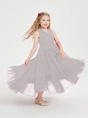 Cascading Skirt Boho Dresses for Junior Bridesmaids Silver