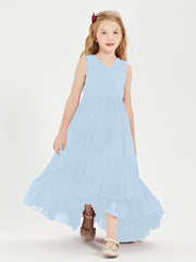 Cascading Skirt Boho Dresses for Junior Bridesmaids Sky Blue