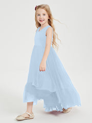 Cascading Skirt Boho Dresses for Junior Bridesmaids Sky Blue
