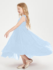 Cascading Skirt Boho Dresses for Junior Bridesmaids Sky Blue