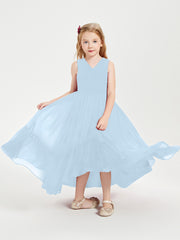 Cascading Skirt Boho Dresses for Junior Bridesmaids Sky Blue