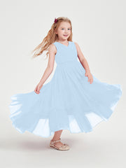Cascading Skirt Boho Dresses for Junior Bridesmaids Sky Blue