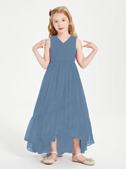 Cascading Skirt Boho Dresses for Junior Bridesmaids Slate Blue