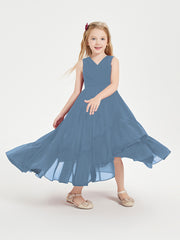 Cascading Skirt Boho Dresses for Junior Bridesmaids Slate Blue