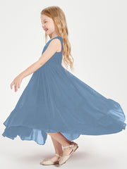 Cascading Skirt Boho Dresses for Junior Bridesmaids Slate Blue