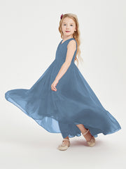 Cascading Skirt Boho Dresses for Junior Bridesmaids Slate Blue
