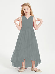 Cascading Skirt Boho Dresses for Junior Bridesmaids Steel Grey