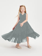 Cascading Skirt Boho Dresses for Junior Bridesmaids Steel Grey