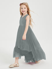 Cascading Skirt Boho Dresses for Junior Bridesmaids Steel Grey