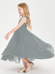 Cascading Skirt Boho Dresses for Junior Bridesmaids Steel Grey
