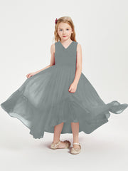 Cascading Skirt Boho Dresses for Junior Bridesmaids Steel Grey