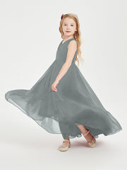 Cascading Skirt Boho Dresses for Junior Bridesmaids Steel Grey