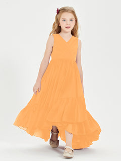 Cascading Skirt Boho Dresses for Junior Bridesmaids Tangerine