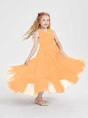 Cascading Skirt Boho Dresses for Junior Bridesmaids Tangerine