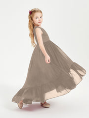 Cascading Skirt Boho Dresses for Junior Bridesmaids Taupe