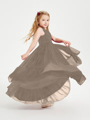 Cascading Skirt Boho Dresses for Junior Bridesmaids Taupe