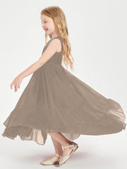 Cascading Skirt Boho Dresses for Junior Bridesmaids Taupe