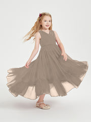 Cascading Skirt Boho Dresses for Junior Bridesmaids Taupe