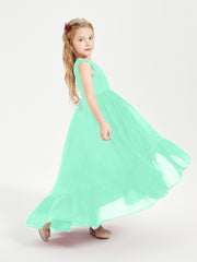 Cascading Skirt Boho Dresses for Junior Bridesmaids Turquoise