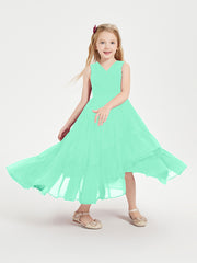 Cascading Skirt Boho Dresses for Junior Bridesmaids Turquoise