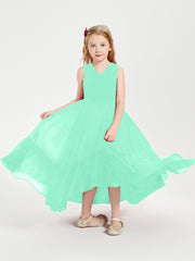 Cascading Skirt Boho Dresses for Junior Bridesmaids Turquoise