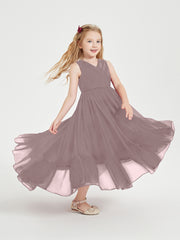 Cascading Skirt Boho Dresses for Junior Bridesmaids Vintage Mauve