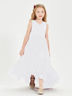 Cascading Skirt Boho Dresses for Junior Bridesmaids White