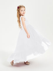 Cascading Skirt Boho Dresses for Junior Bridesmaids White