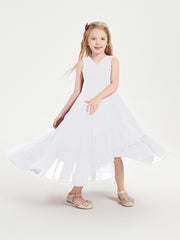 Cascading Skirt Boho Dresses for Junior Bridesmaids White
