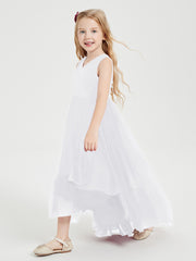 Cascading Skirt Boho Dresses for Junior Bridesmaids White