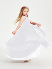 Cascading Skirt Boho Dresses for Junior Bridesmaids White