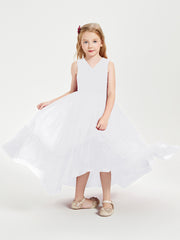 Cascading Skirt Boho Dresses for Junior Bridesmaids White