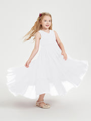 Cascading Skirt Boho Dresses for Junior Bridesmaids White