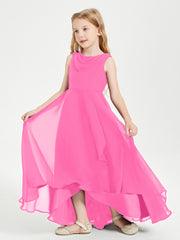 Modern Asymmetrical Cowl Neck Junior Bridesmaid Dresses Azalea