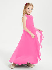 Modern Asymmetrical Cowl Neck Junior Bridesmaid Dresses Azalea
