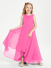 Modern Asymmetrical Cowl Neck Junior Bridesmaid Dresses Azalea