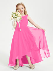 Modern Asymmetrical Cowl Neck Junior Bridesmaid Dresses Azalea